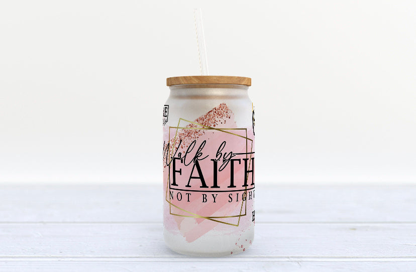 Walk By Faith Libby Glass Can 16oz