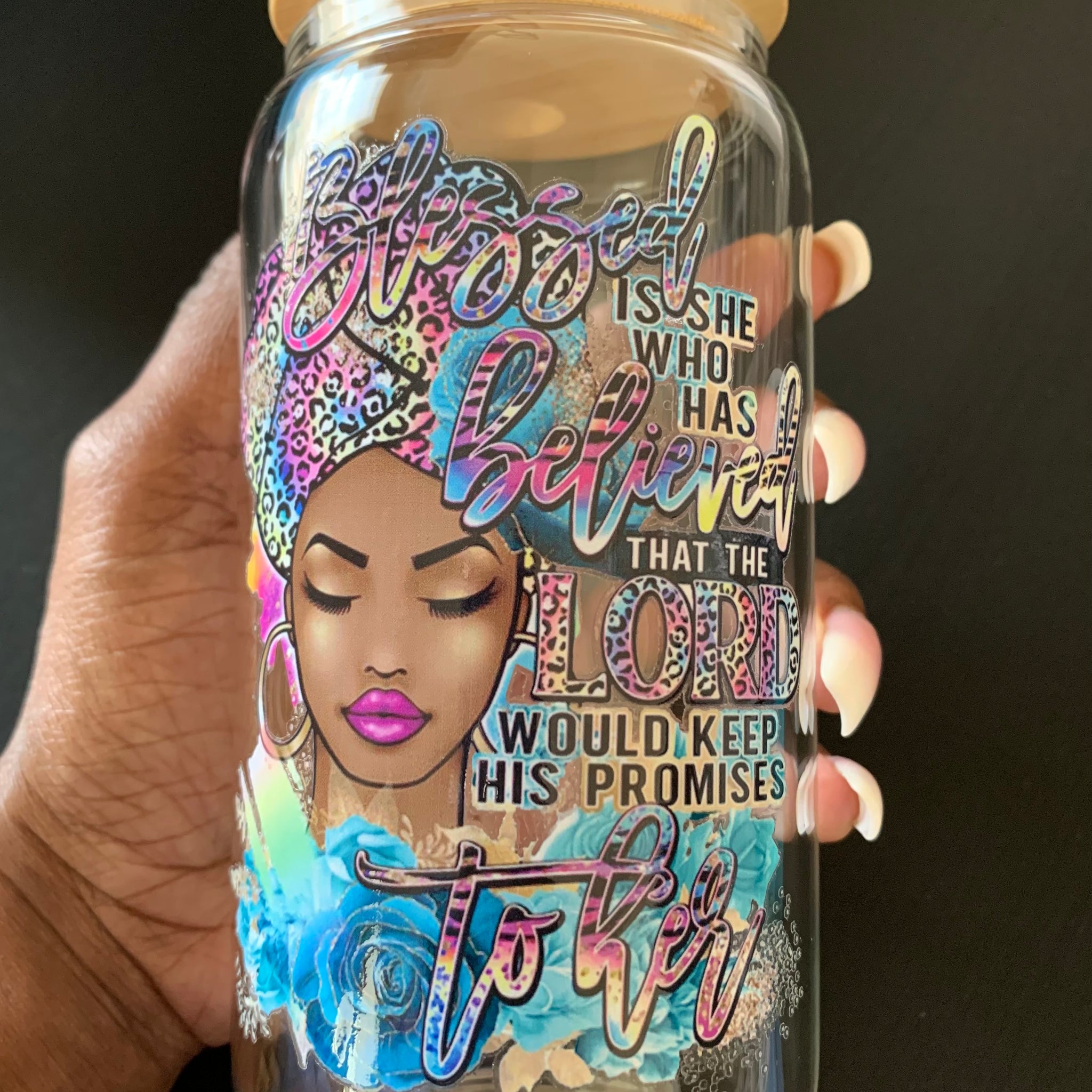 Blessed is She 16 oz Glass Can